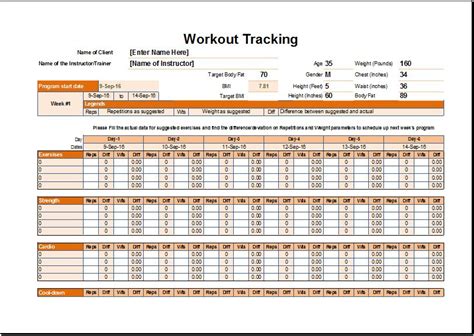 Workout Schedule And Tracker Template For Excel Excel Templates