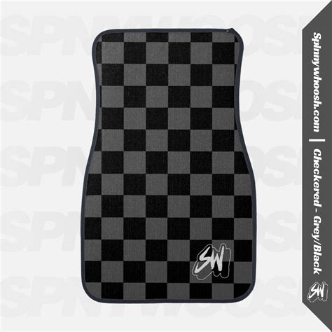 Car Floor Mat Checkered Grey Black Spinnywhoosh Graphics