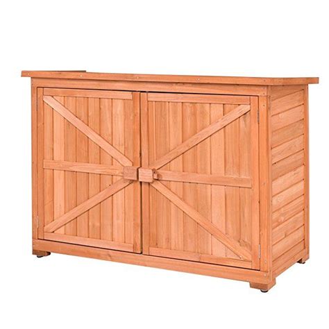 Goplus Outdoor Wooden Storage Shed Lockers Cabinet For Garden Yard With