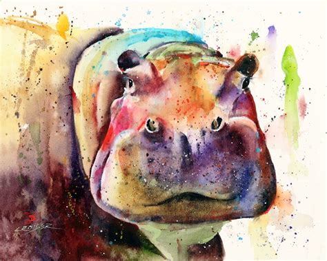 Hippo Watercolor Art Print By Dean Crouser Etsyde