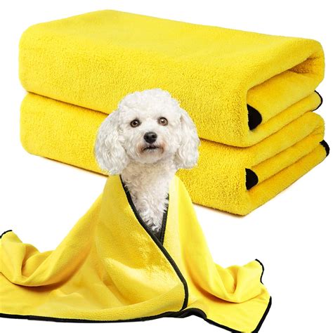 Outgeek 2pcs Pet Bath Towel Thickened Absorbent Dog Microfiber Towel