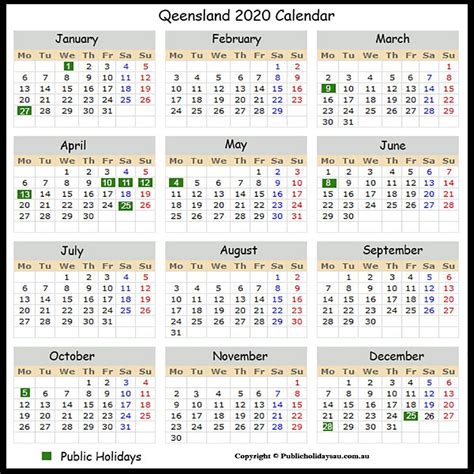 Catch 2020 Calendar Queensland With Public Holidays Calendar