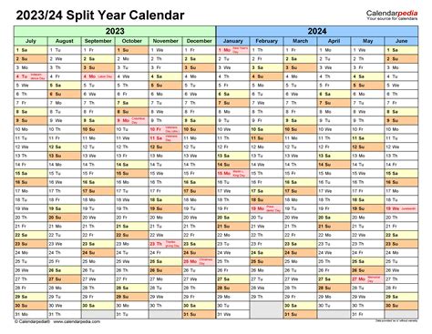 Fiscal Year Calendar 2024/24 Printable - Donia Garland
