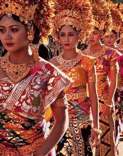 Women Wearing Traditional Costumes At Bali Art Festival Indonesia