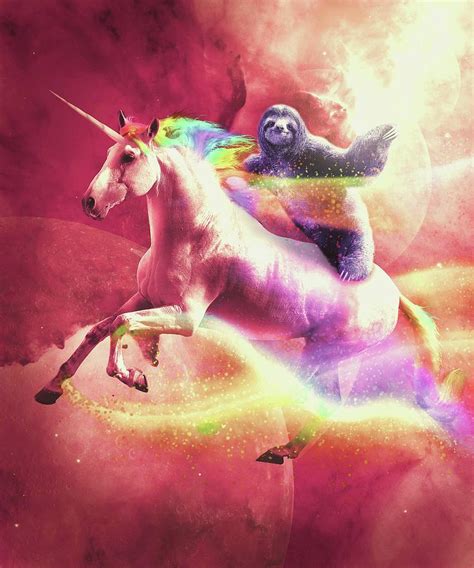 Epic Space Sloth Riding On Unicorn Digital Art By Random Galaxy Fine
