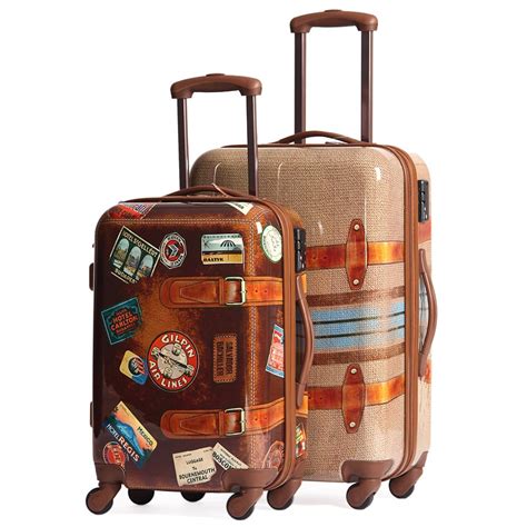 Vintage Style Suitcase With Wheels Mc Luggage