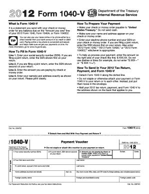 Irs form 1040 is used to report financial information to the internal revenue service of the united states. 2012 Form IRS 1040-V Fill Online, Printable, Fillable ...