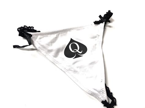 Black And White Lace Cotton Queen Of Spades Logo Brazilian G String Thong Tanga Buy Online In