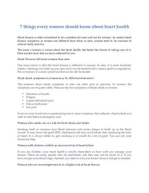 Pdf 7 Things Every Women Should Know About Heart Health Preeti