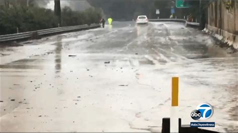 flooding mud close highway 101 for several hours in santa barbara county abc7 los angeles