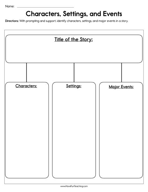 Character And Setting Worksheets