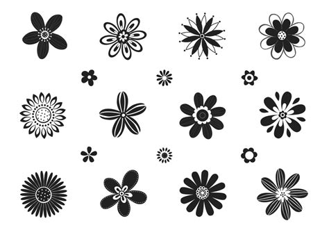 Download Stylized Black and White Flower Vector Pack - Download ...