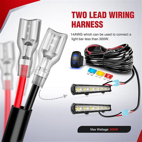 Nilight Led Light Bar Wiring Harness Kit 14awg Heavy Duty 12v 5pin