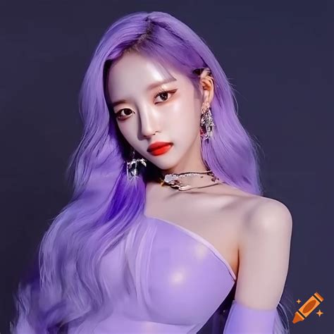 Female Kpop Idol With Lavender Outfit Selfie On Craiyon