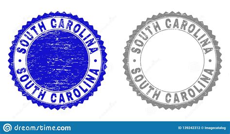 Grunge South Carolina Scratched Stamps Stock Vector Illustration Of