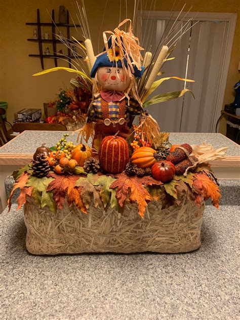 Fall Floral Scarecrow Haystack Tabletop Centerpiece Etsy