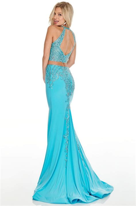 Rachel Allan Prom 7064 Two Piece Halter Mermaid Dress Couture Candy