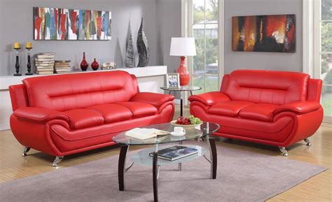 Red Contemporary Sofa Set Baci Living Room