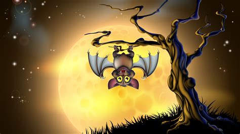 Download Bat Full Moon Bats Halloween Creepy Tree By Susanf60