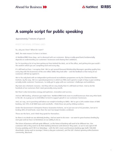 A Sample Script For Public Speaking Banks Business