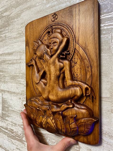 Tantra Wooden Hand Carved Picture God Shiva Shakti Hand Etsy