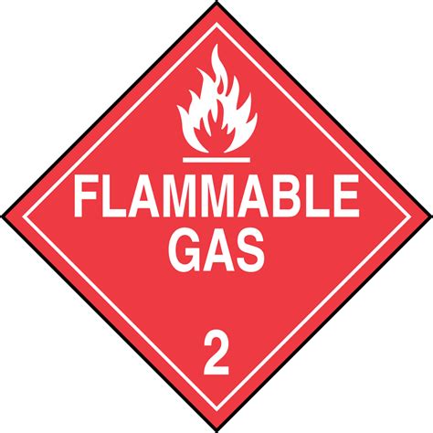 Dot Placard Hazard Class 2 Gases Flammable Gas 10 34 X 10 34