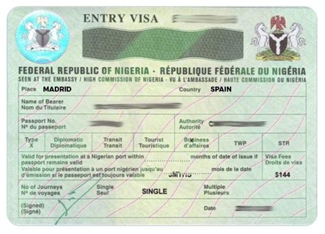 Visa On Arrival The Embassy Of Nigeria In Spain
