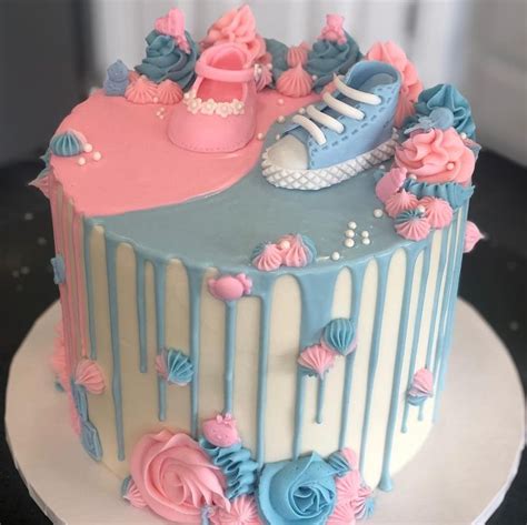 steph and roxie on instagram “gender reveal cake and cupcakes really cute eh