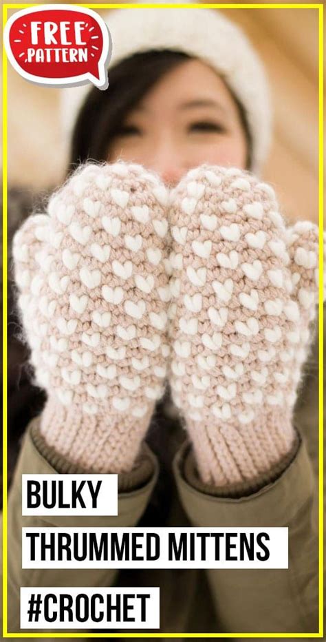 Crochet Bulky Thrummed Mittens Free Pattern Free Crochet Mittens