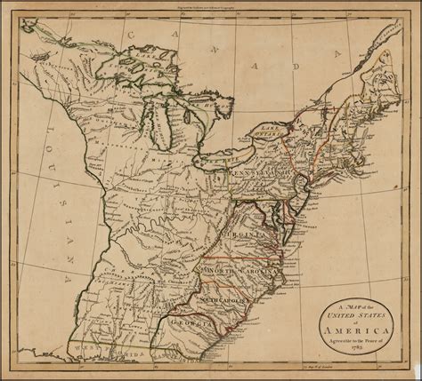 A Map Of The United States Of America Agreeable To The Peace Of 1783