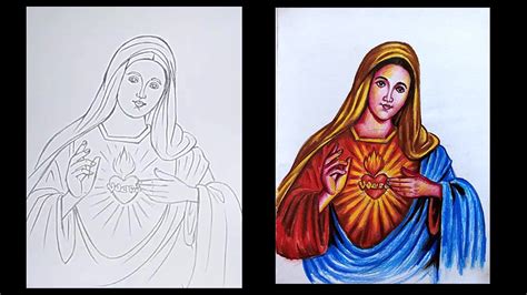 Mother Mary Drawing Step By Step How To Draw Virgin Mary Mama Mary Our Lady Of Velankanni