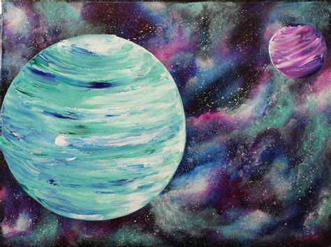 Nebula And Planets Step By Step Acrylic Painting On Canvas For