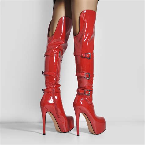 onlymaker womens over the knee wide calf thigh high heel platform boots sexy red ebay