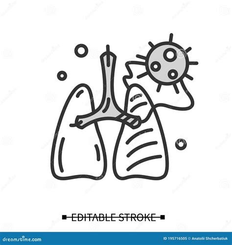 Covid Pneumonia Icon Virus Caused Lungs Blockage Complications Simple Vector Illustration