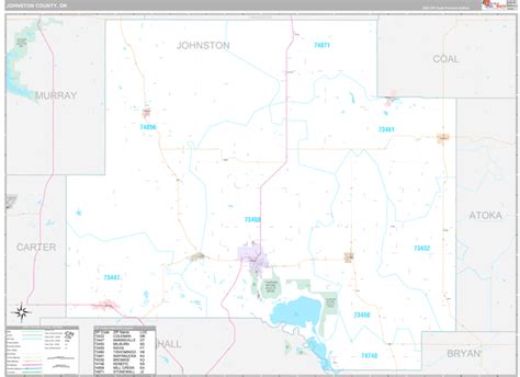 Johnston County Ok Wall Map Premium Style By Marketmaps Mapsales