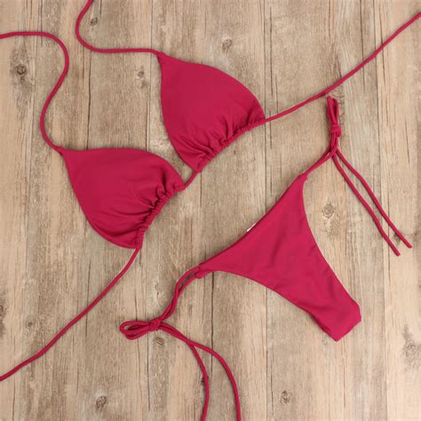 women two piece swimsuit sexy swimwear halter string triangle bikini sets buy halter string