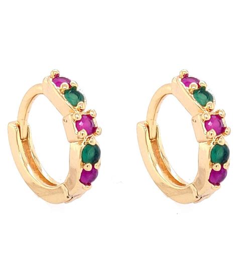 Multi Color Cubic Zirconia Golden Plated Brass Flowers Earrings Brass Hoop Earring Buy Multi