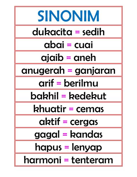 Terdapat juga antonym, lawan kata, tesaurus inggris dan indonesia dari bahasa melayu. BBMSinonimAntonim