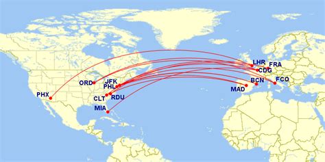 American Airlines Route Map Europe Map