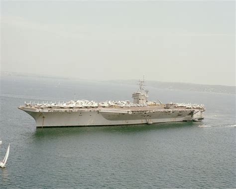 A Port Bow View Of The Nuclear Powered Aircraft Carrier Uss Dwight D