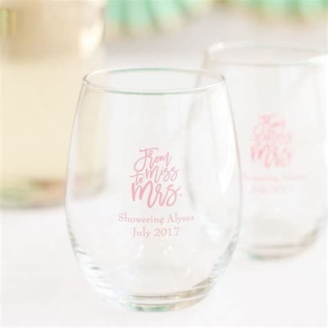 Personalized 15 Oz Stemless Wine Glass Favors Beau Coup In 2020 Wine Glass Favors Bridal