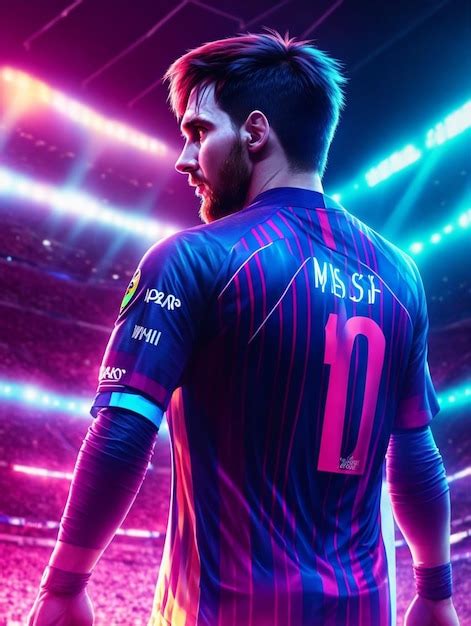 Premium Ai Image Lonal Messi With A Ball Waring Barsa Jersey Cyber