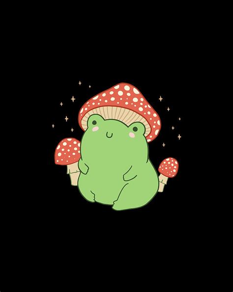 Cute Frog Mushroom Hat Cottagecore Aesthetic Drawing By Grace Hunter