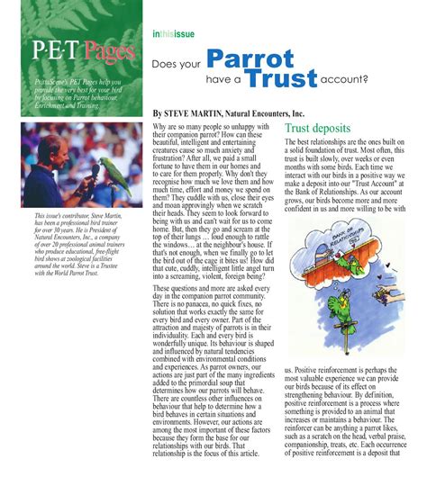 Does Your Parrot Have a Trust Account? PsittaScene Issue 19.1, Feb ...