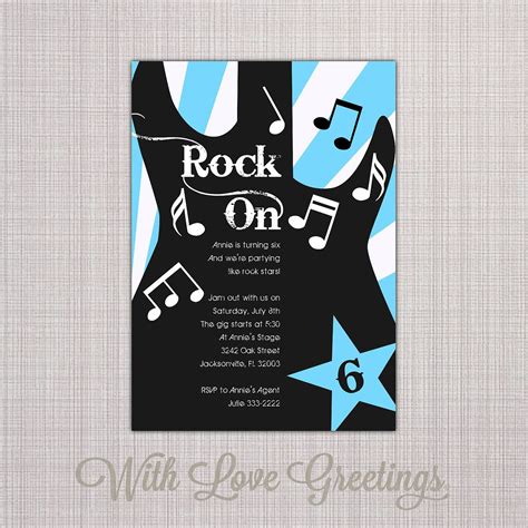 Rockstar Party Invitation By Withlovegreetings On Etsy Rock Star