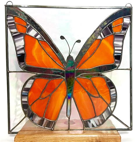 Monarch Butterfly Stained Glass Panel Sunchater Original Etsy