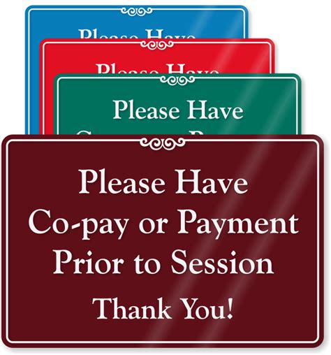 Copay Signs Co Pay Signs And Co Payment Signs