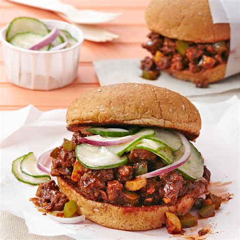 Sloppy Joes With Honey And Spice Pickles Recipe Eatingwell