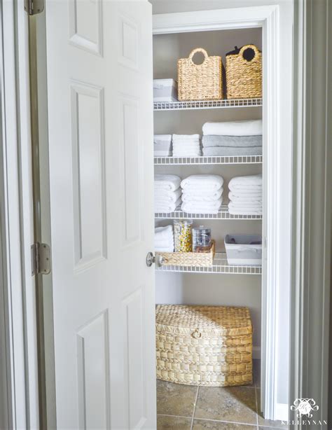 Bathroom organization ideas without a linen closet this type of toilet paper holder allows you to store extra rolls of toilet paper right where they are easily accessible and you don't need to worry about stacking them on a shelf or the back of the toilet. Organized Bathroom Linen Closet Anyone Can Have | Kelley Nan