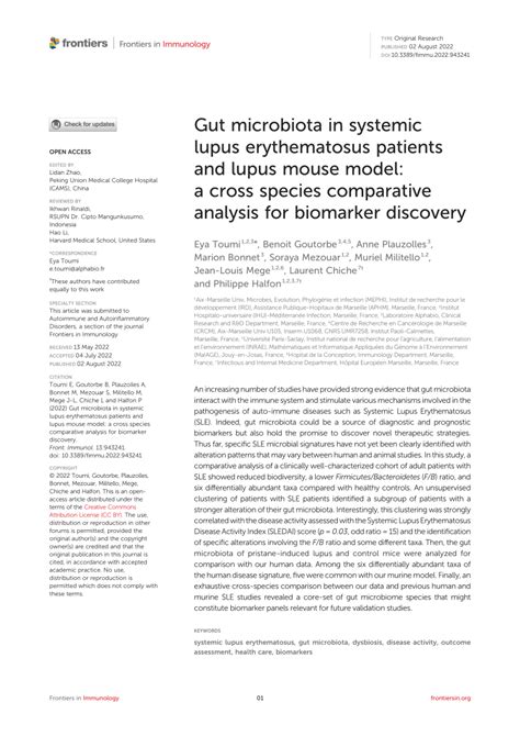 Pdf Gut Microbiota In Systemic Lupus Erythematosus Patients And Lupus